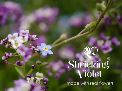 Boucles d'oreilles cœur goutte d'argent avec petites fleurs violettes par Shrieking Violet