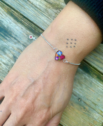 Bracelets personnalisés en argent sterling avec pierre de naissance en forme de fleur | Violette hurlante®