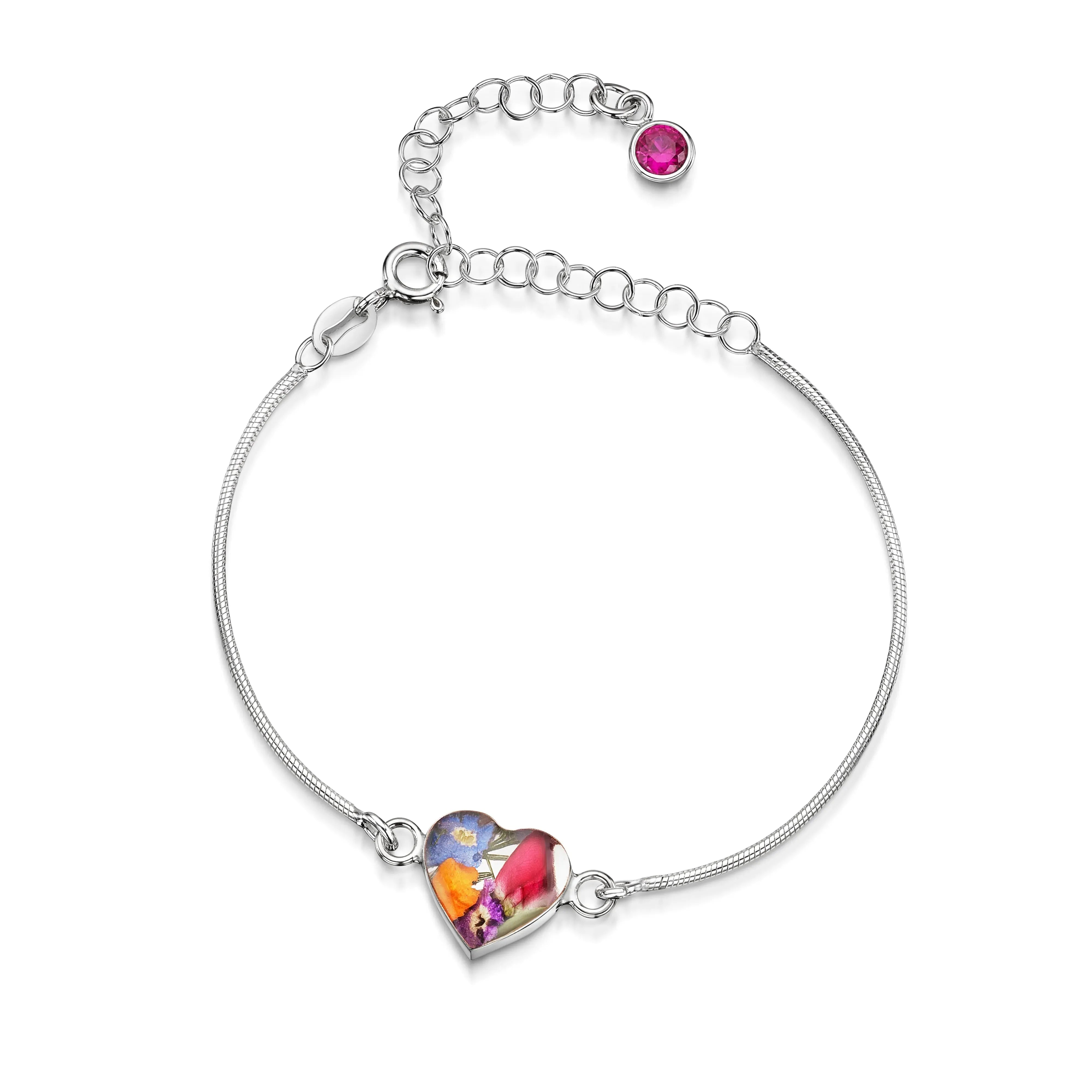 Bracelets personnalisés en argent sterling avec pierre de naissance en forme de fleur | Violette hurlante®