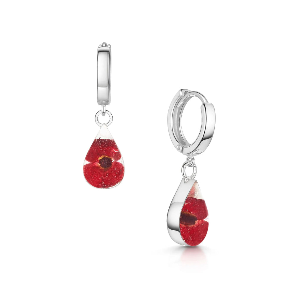 Silver Huggie Earring - Poppy - Teardrop