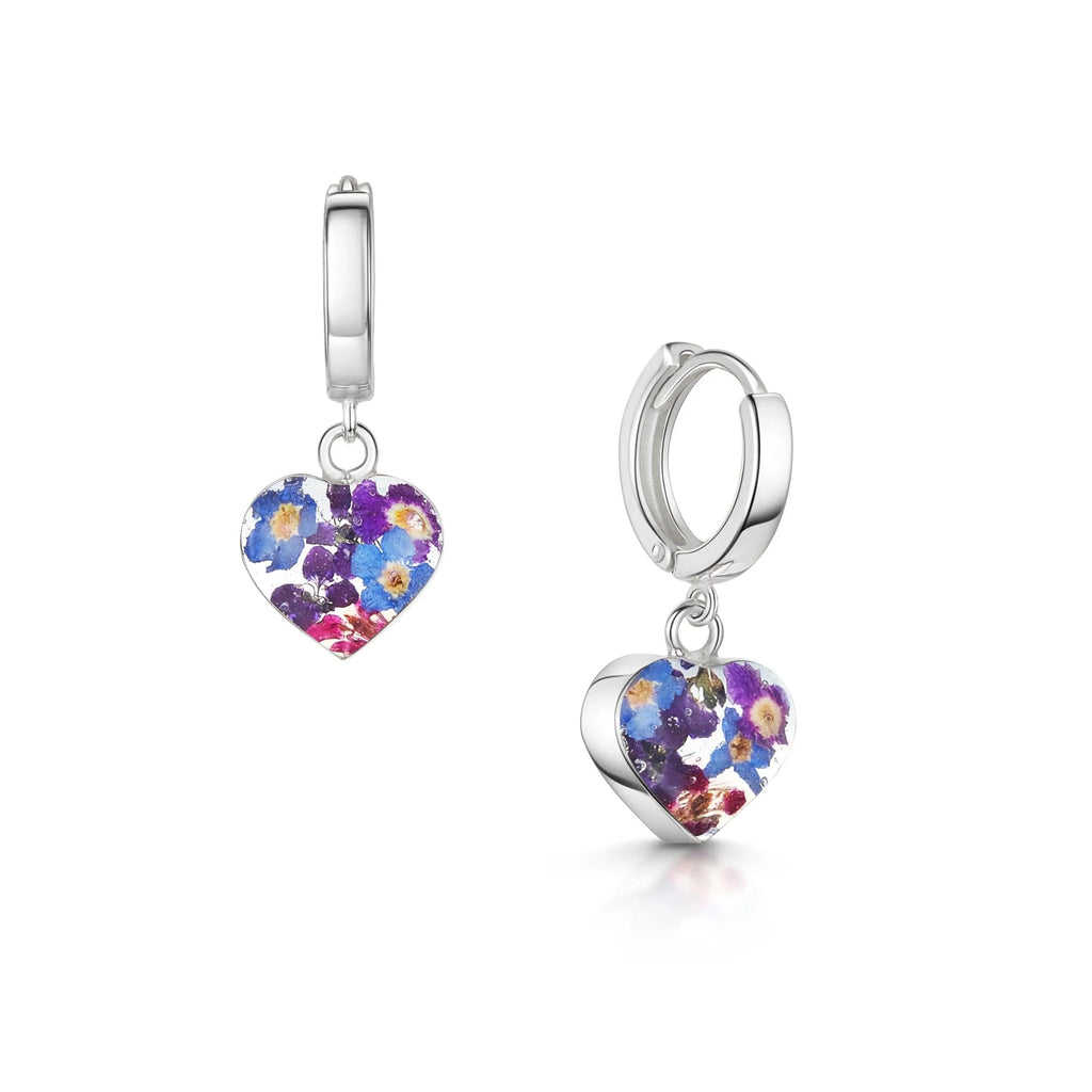 Silver Huggie Earring - Purple haze - Heart